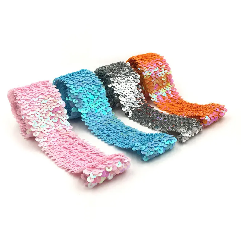 4.5cm elastic sequins 5 rows lace weaving belt elastic belt DIY dance dress accessoriesin Lace