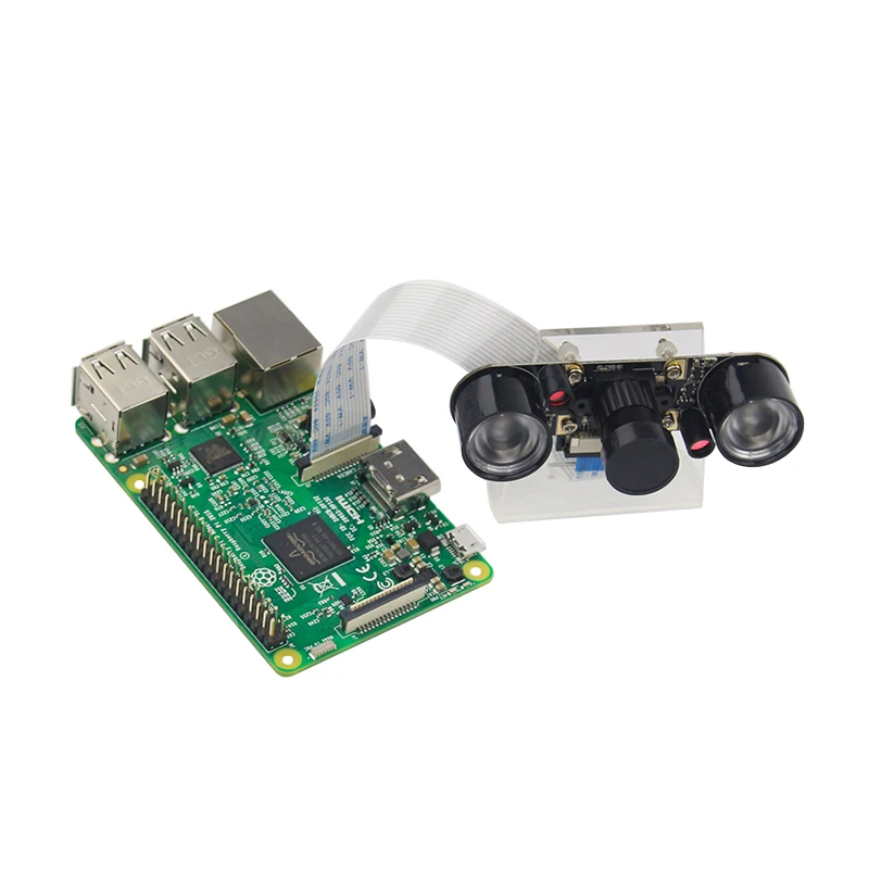 Raspberry Pi 3 Model B+ Camera Kit 5MP Focal Adjustable Night Version Camera+Holder +IR Light +FFC Cable for Raspberry Pi Zero W