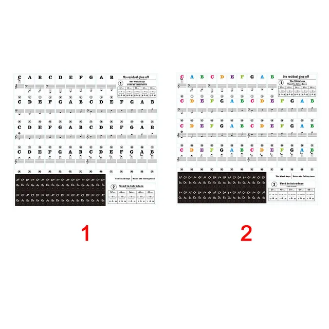 54/61 Keys Music Decal Sticker Label PVC Note Removable Biginners Piano Keyboard Stave 5