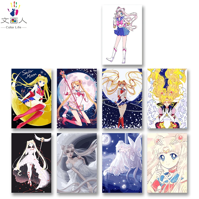 

DIY colorings pictures by numbers with colors Sailor Moon Anime Moon goddess picture drawing painting by numbers framed Home