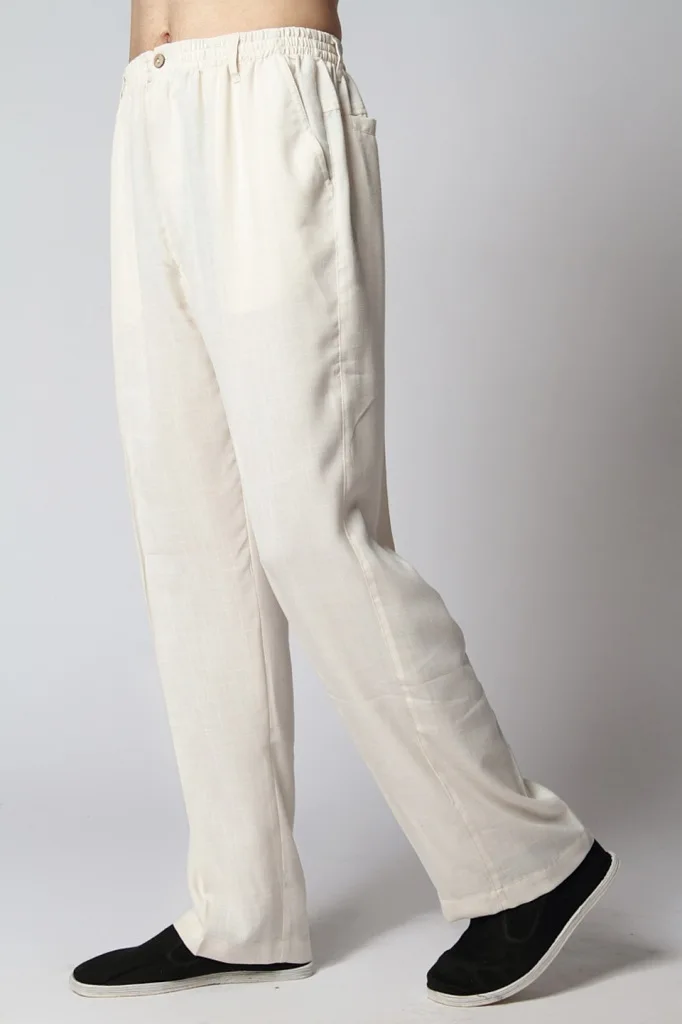 Бежевые Весенние новые китайские мужские льняные кунг-фу брюки размер S M L XL XXL XXXL 2350-4
