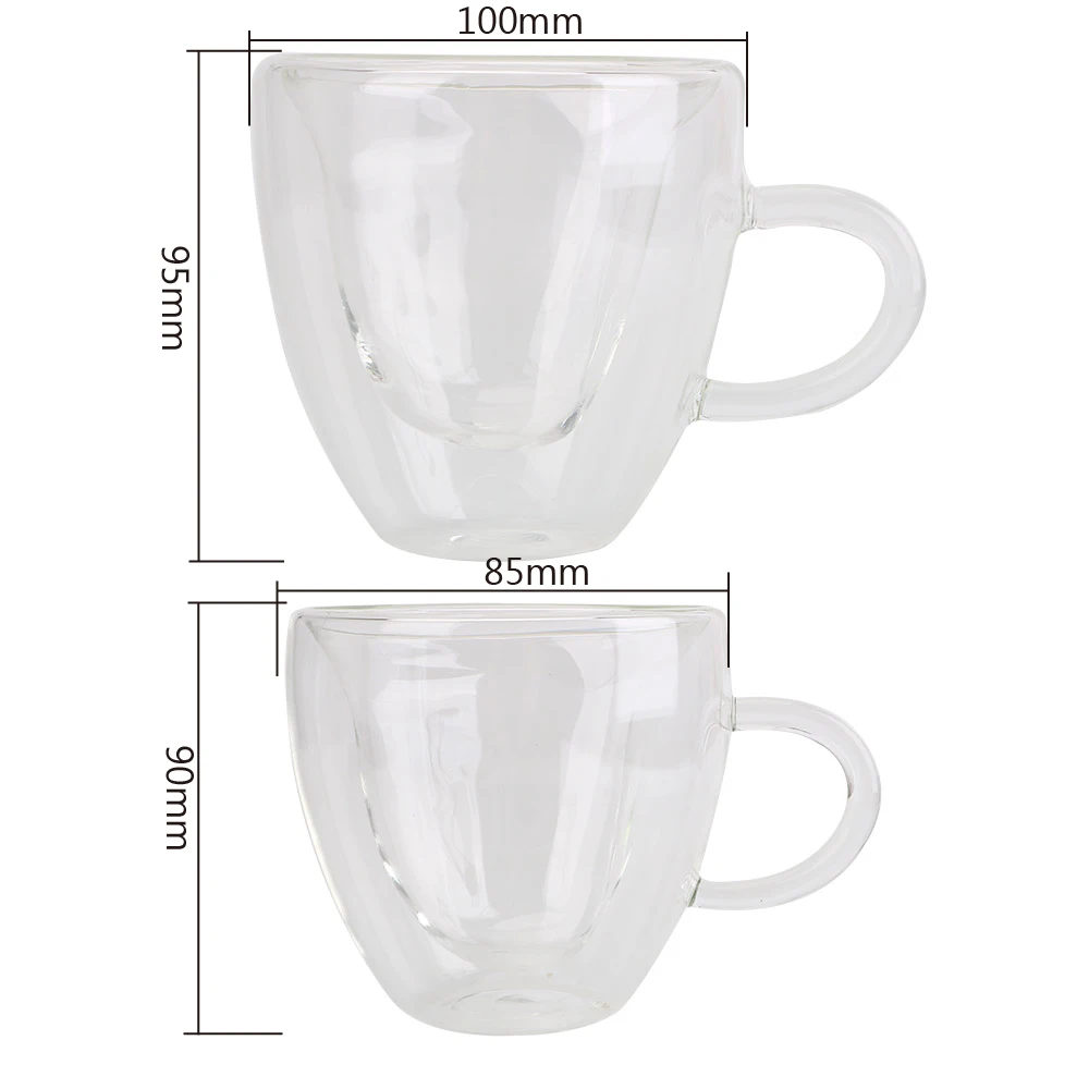 180 мл/240 мл в форме сердца с двойными стенками Стеклянная Кружка термостойкая посуда для напитков чайная пивная кружка для сока чашка кофейные кружки, чашки в подарок