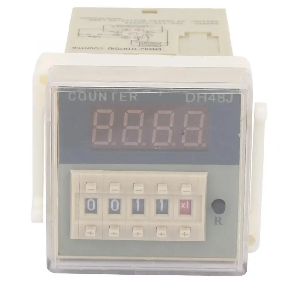 Цифровой счетчик реле DH48J-8 ЖК-цифровой электронный счетчик 8 контактов реле времени задержки 0-999900 - Цвет: 220VAC