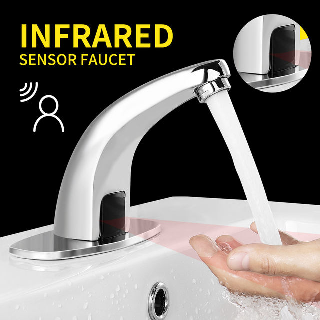 Faucet with automatic infrared sensor for bathrooms