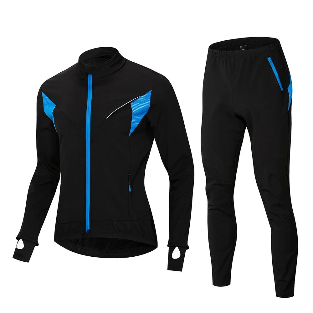 Зимняя велосипедная куртка с длинным рукавом, теплый ветрозащитный светоотражающий скоростной костюм, велосипедная спортивная одежда, штаны для велоспорта, комплект одежды из Джерси