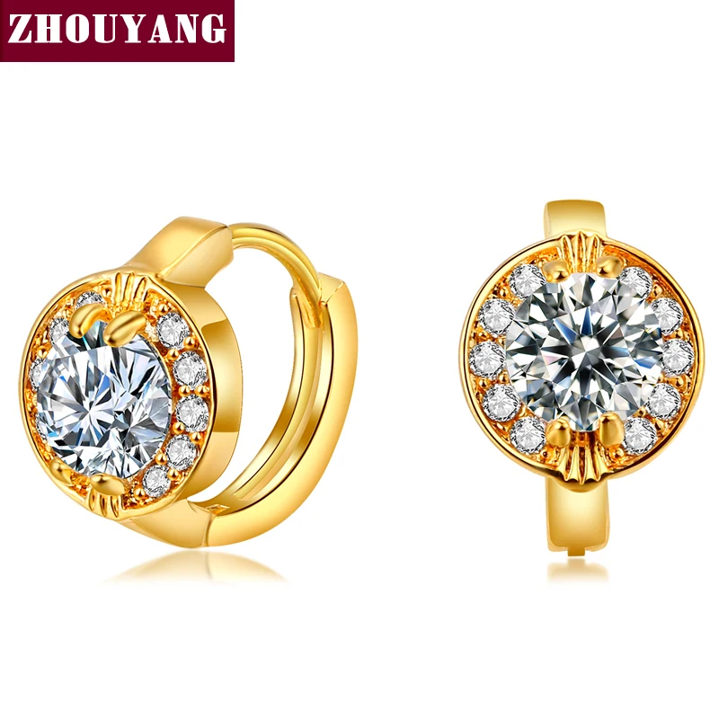 

Classic Design Gold-Color Cushion Cut Cubic Zirconia Wedding Hoop Earrings for Women ZYE823 E856