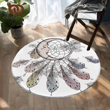 Постельные принадлежности Outlet Moon Dreamcatcher круглый пол ковер Бохо перья области ковер нескользящий детская спальня белый игровой коврик диаметр 150 см