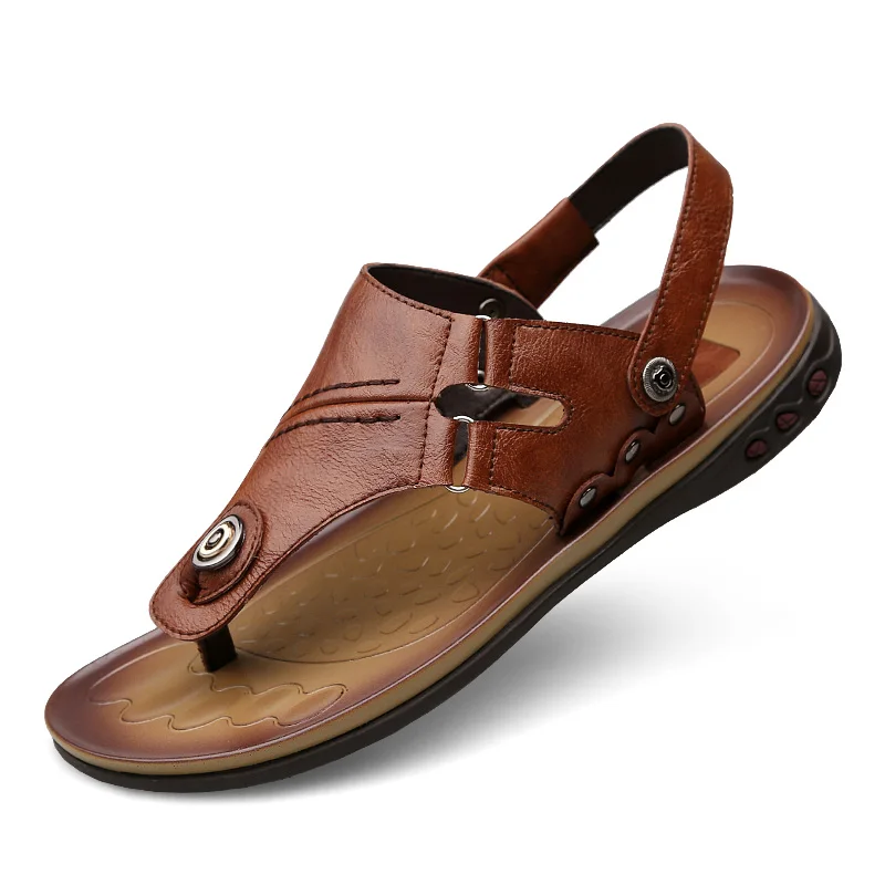 

big size 47 Summer Men Sandals outdoor Comfortable genuine Leather Casual Shoes For Male Lace-up New Sandals Zapatillas hombre 5