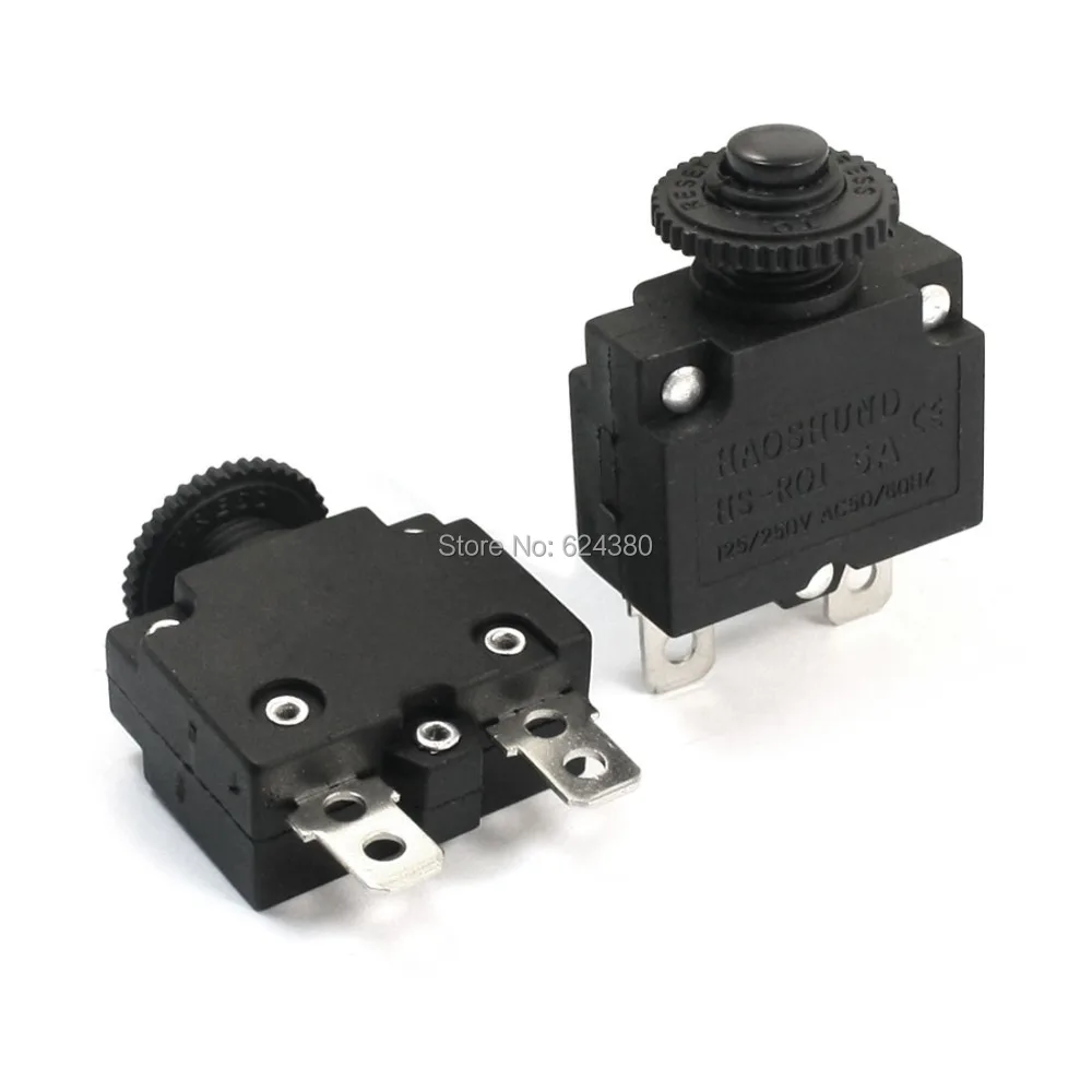 

AC 125V / 250V 5A Air Compressor Circuit Breaker Overload Protector Protection DC 12V / 24V / 32V / 50V Discount x 2 Pcs / Lot