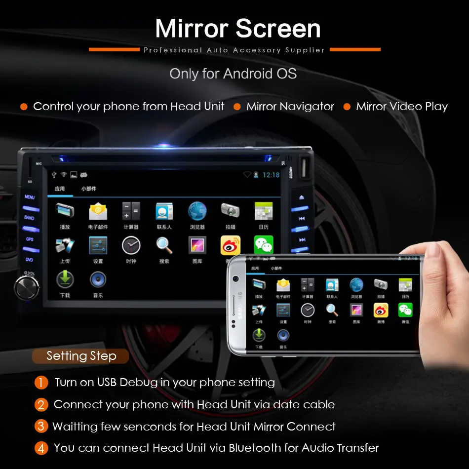 Perfect 2Din Universal Car In Dash Touch Screen Bluetooth Radio CD DVD MP3 Video Media Player Head Unit Stereos (Without GPS) 3
