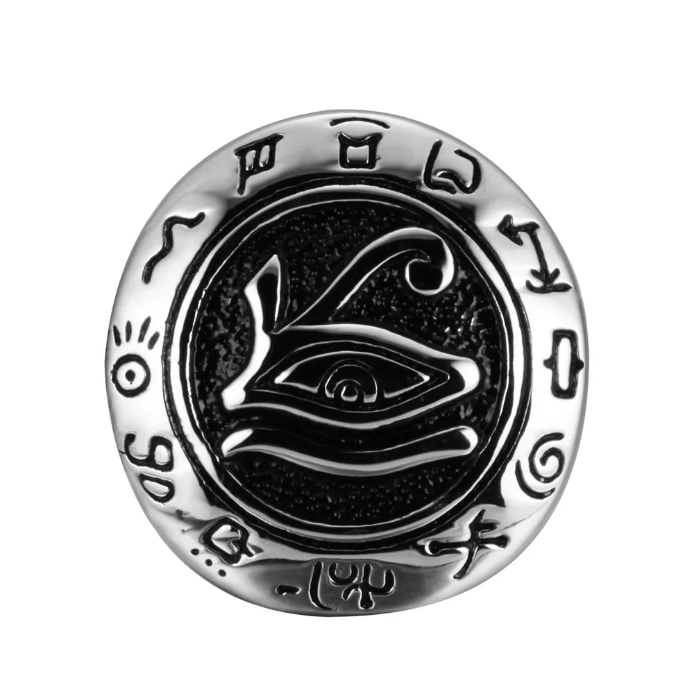 Mens Boys Eye of Horus Talisman Stainless Steel Punk Ring