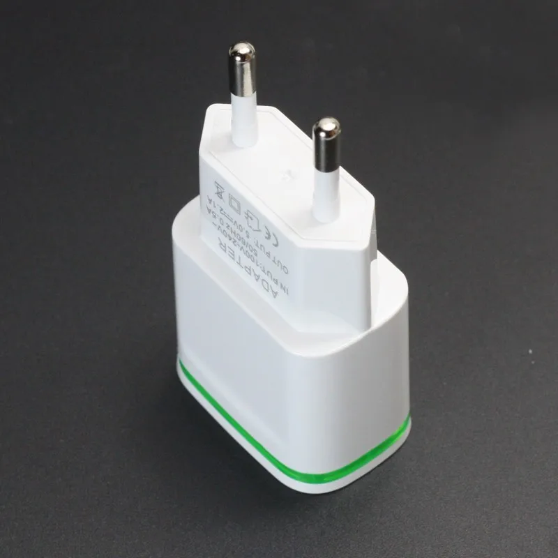 AIXXCO 5V 2A EU Plug LED Light 2 USB Adapter Mobile Phone Wall Charger Device Quick Charge QC 3.0 Mobile Charger Fast Charger airpods usb c