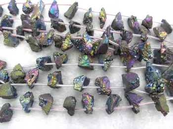 

wholesale 2strands 8-30mm Titanium Quartz Electroplated Quartz Titanium Quartz Rainbow Quartz, Crystal Nuggets,Freeform Beads Ro