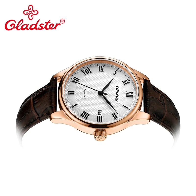Мужские наручные часы Gladster роскошные японские кожаные Наручные MIYOTA с сапфировым