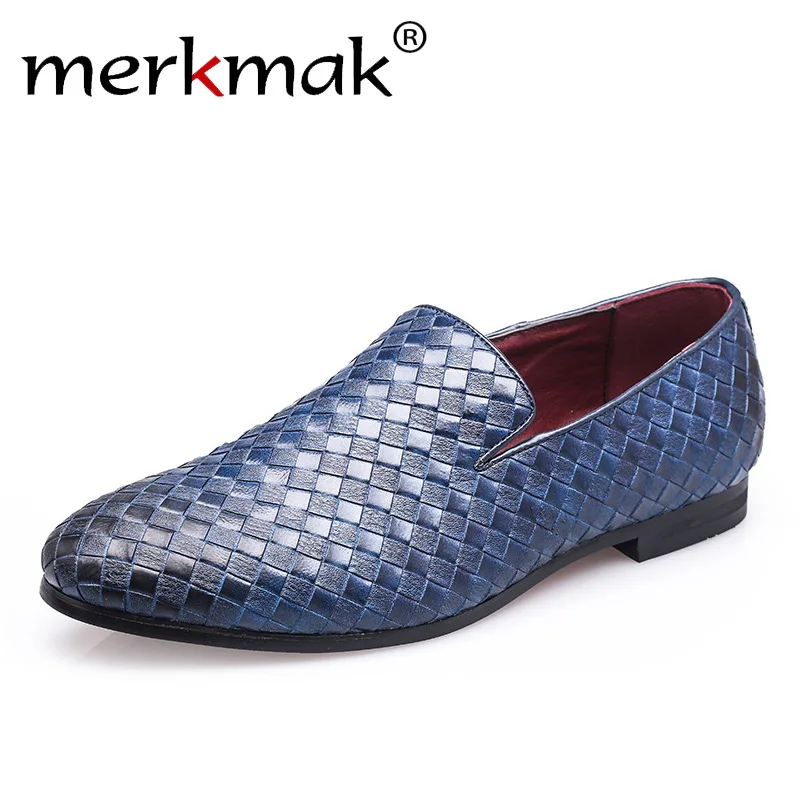 Merkmak 2019 Men Shoes Brand Braid Leather Casual Driving Oxfords Shoes Men Loafers Moccasins Italian Shoes for Men Flats