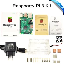 Raspberry Pi 3 Model B Board +Raspberry Pi3 Case +Power Plug(EU &US)+Heat Sinks