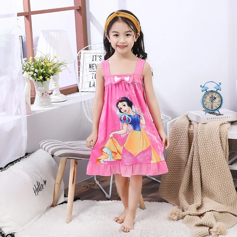 Милое летнее платье-Пижама для девочек, новая детская Домашняя одежда, ночная рубашка принцессы, ночная рубашка с короткими рукавами и рисунком для девочек