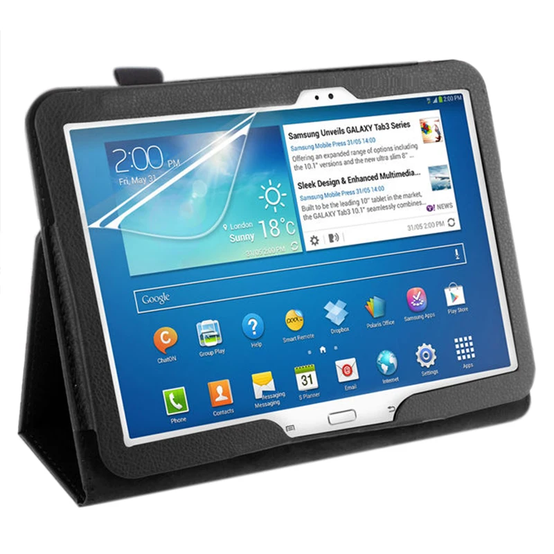 

PU Leather Case Cover For Samsung Galaxy Tab 3 10.1 P5200 P5210 P5220 Tablet Colour:Black