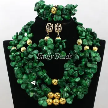 

2016 Hot African Beads Jewelry Set Nigerian Wedding Beads Green Coral Bead Jewelry Set Bridesmaid Necklace Jewelry Set CJ525