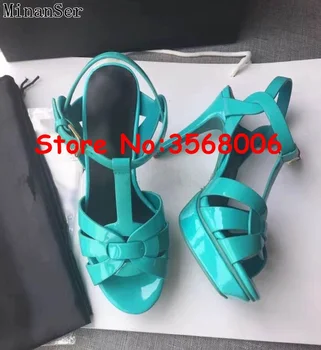 

Best-selling Patent Leather Original Leather Women Buckle Strap Sandals Shoes Sexy Wedding Party Dress Shoes High Heels Pumps