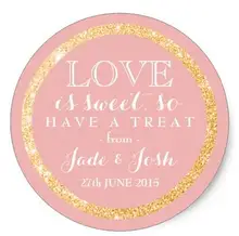 1.5inch Gold Glitter on ANY COLOR Wedding Favor Label Classic Round Sticker