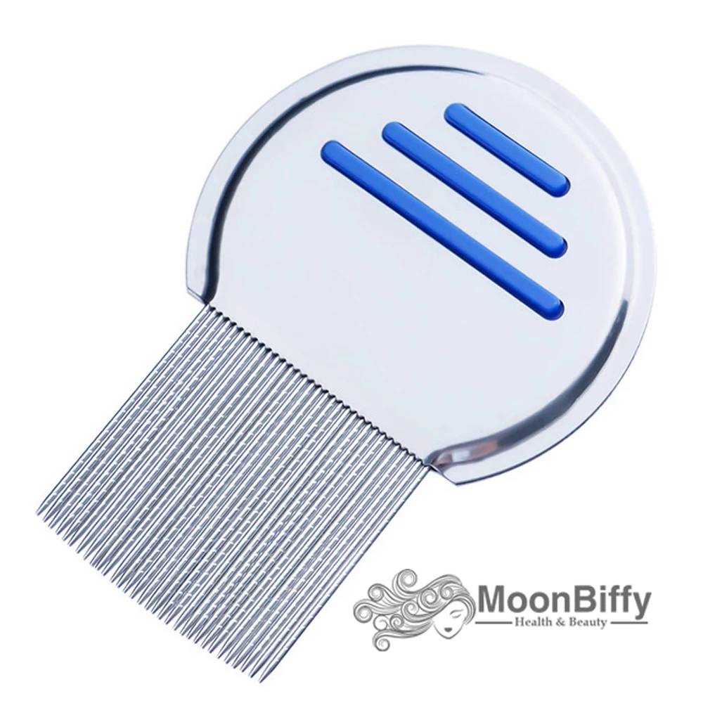 

MOONBIFFY 1PC Stainless Steel Terminator Lice Comb Nit Free Kids Hair Rid Headlice Super Density Teeth Remove Nits Comb