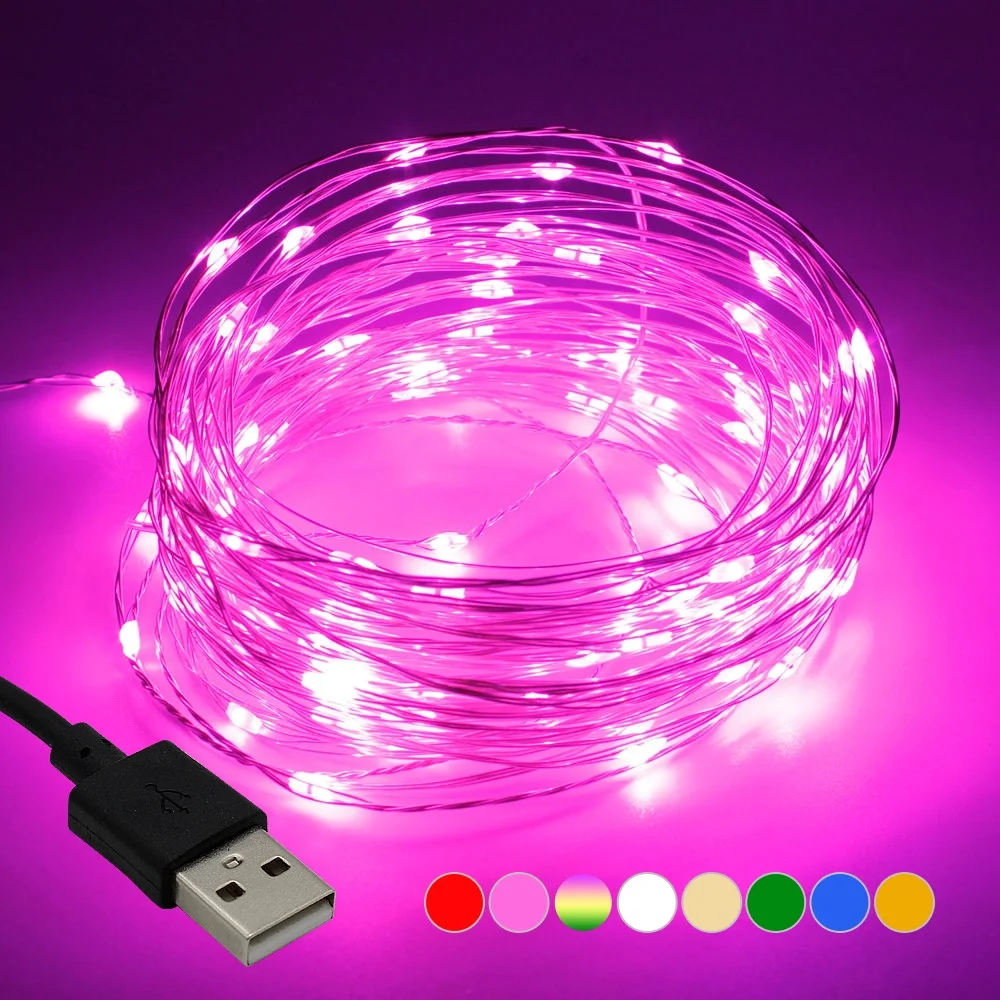 

Led String Lights 10m 33ft 100leds 5V USB Powered Waterproof Copper Wire Garland Christmas Holiday Party decoration led strings