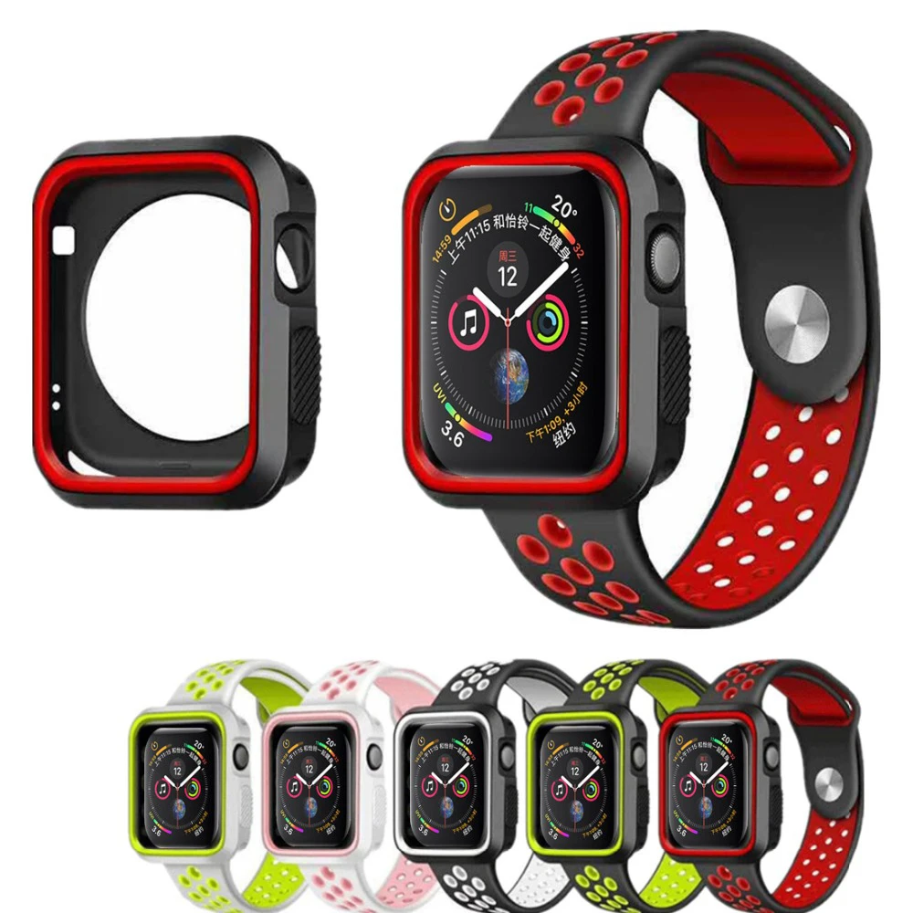 Чехол для Apple Watch, ремешок, чехол 42 мм, 38 мм, iwatch series 4, 3, 2, 1, ремешок 44 мм, 40 мм, аксессуары, рамка, силиконовый защитный чехол