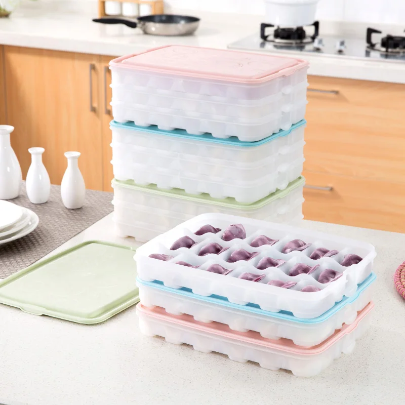 

Dumplings Crisper Plastic Food Storage Box With lid refrigerator freezer dumplings box tray