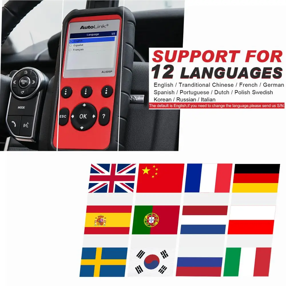 Автомобильный диагностический сканер Autel AutoLink AL609P кодов OBD2 профессиональный