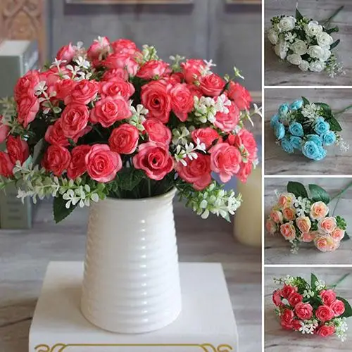 Hot 1 Bouquet 15 Heads Artificial Rose Flower Home Room Decoration Xmas Party Decor Mother Lilac Craft For Wedding | Дом и сад