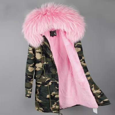 MaoMaoKong искусственный мех выстроились хорошее качество ветровка пальто армейский зеленый натуральный мех пальто пушистые толстовки Россия женская зимняя куртка - Цвет: Color 6