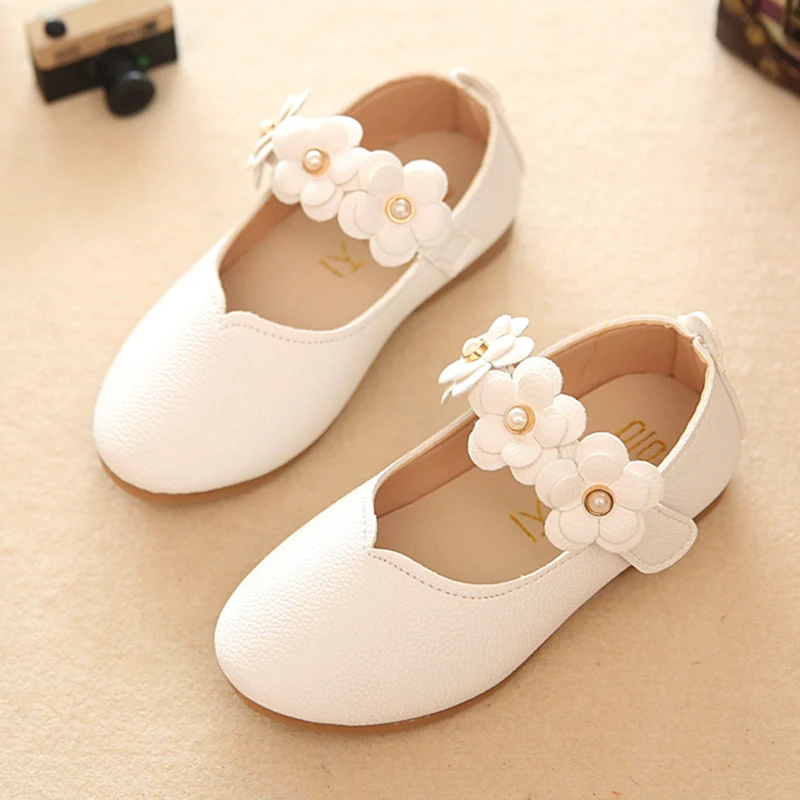 

Baby Girls Shoes 2018 Spring Fashion Flower Children Leather Shoes Solid All-match Casual Shoes Kids Insole 13.3-18.5cm 9179Z