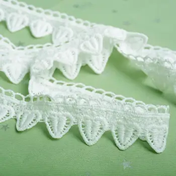 

13yards/lot Cotton White Guipure Heart Pattern Embroidered Lace Applique Curtain Sewing Trims 3.5cm Width Encajes Y Pasamanerias