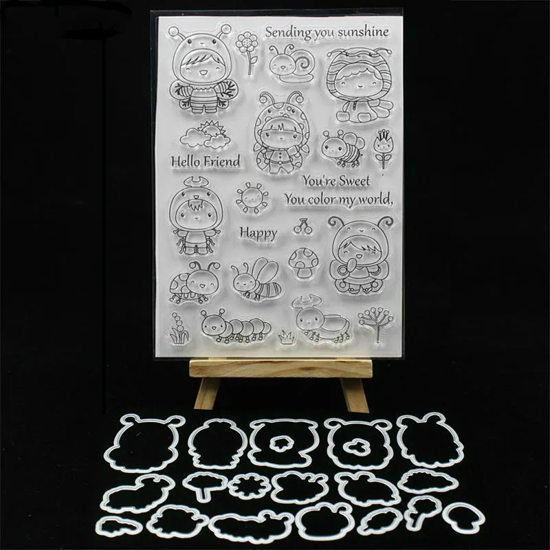 

Cute Bee Transparent Clear Stamp and cutting die for DIY scrapbooking/Card Making C08