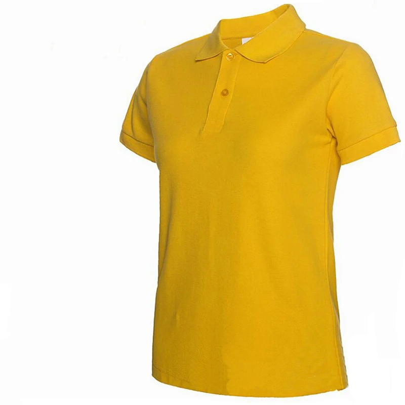 Новинка, летняя брендовая однотонная женская рубашка поло, тонкая рубашка с коротким рукавом, рубашка поло, Женская Повседневная рубашка, одежда - Цвет: Цвет: желтый