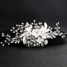 Корейский дизайн ручной работы керамическая Цветочная расческа для волос для невесты свадебные украшения для волос