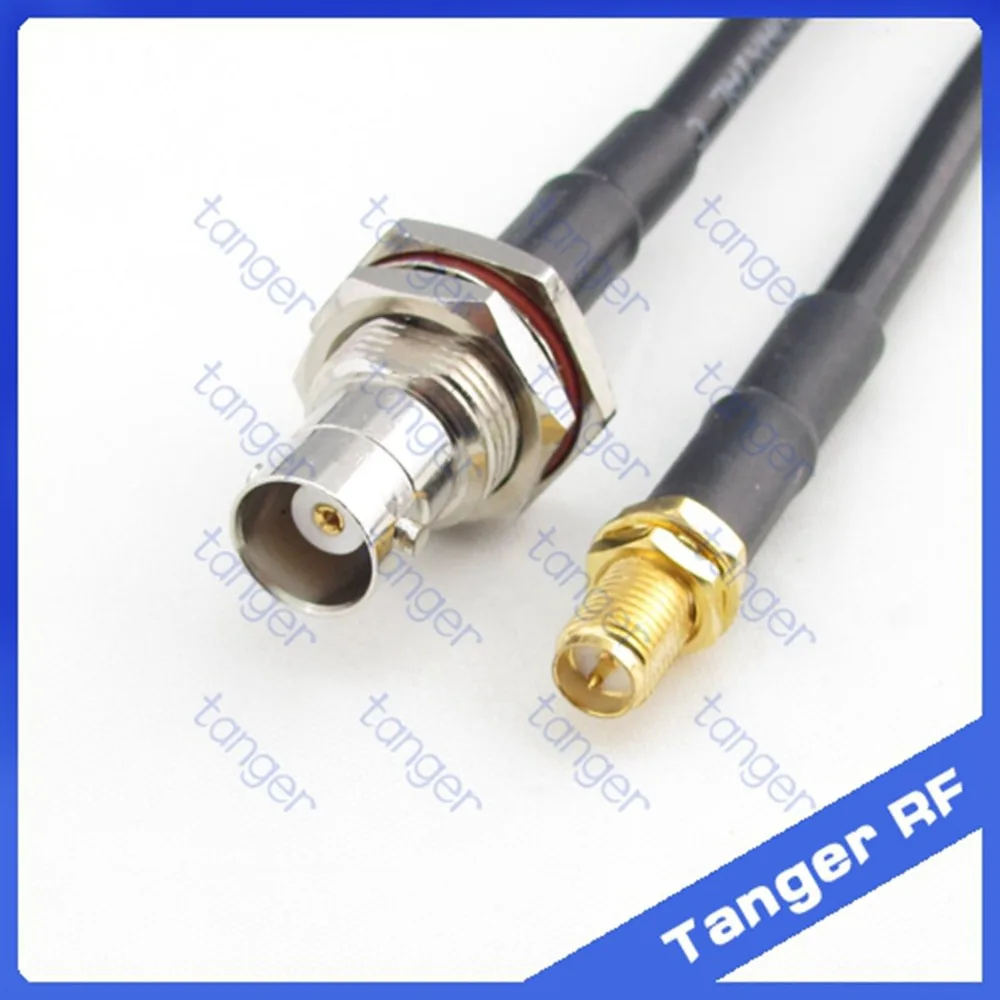 

BNC female jack front with nut to RP-SMA female connector RF RG58 Pigtail Jumper Coaxial Cable 20inch 50cm High Quality