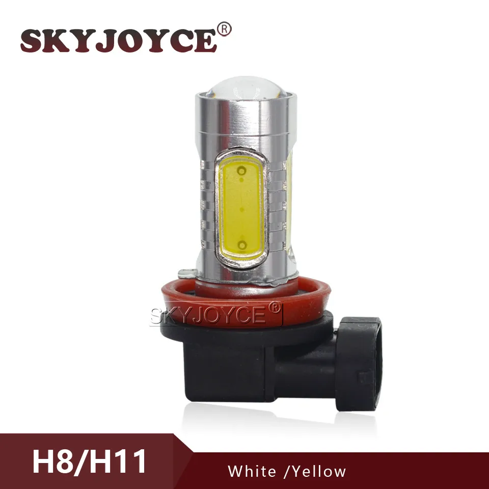 1PC 7.5W 12V h8 led fog lamp xenon hid white h8 h11 COB R5 chip car driving styling accessories yellow 3000K h8 brighter halogen (5)