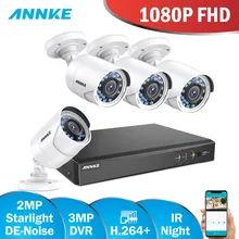 ANNKE Starlight DE-Noise 2MP CCTV Camera System 4pcs 3MP 5IN1 H.264+ DVR FHD 1080P Outdoor Weatherproof Cameras Surveillance Cam