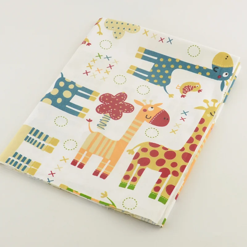 Teramila 50 см x 160 см/шт. Мультфильм Жирафы дизайн белый хлопок ткань платье постельные принадлежности домашний текстиль Tecido Тильда Шитье