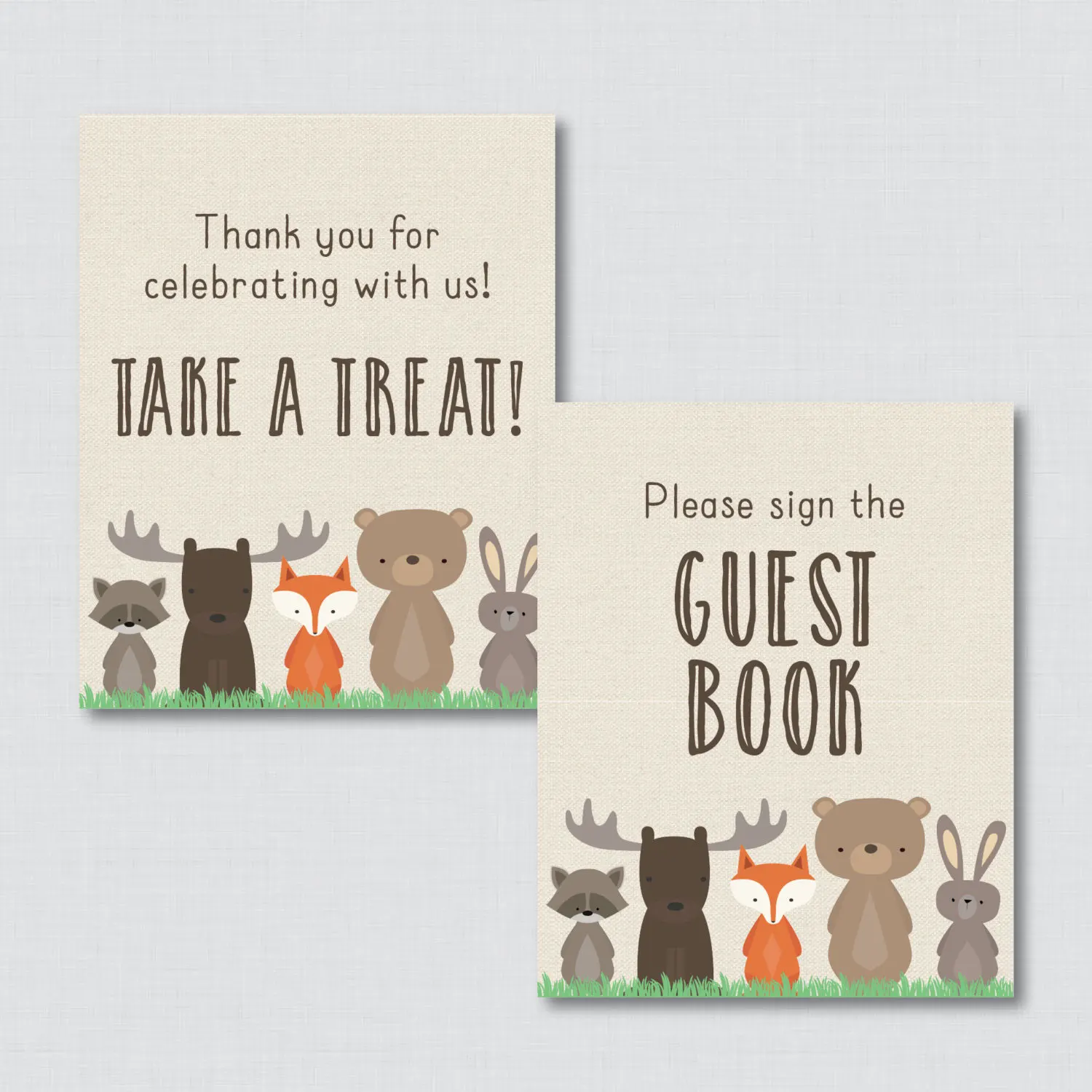 Woodland Theme Baby Shower Table Signs 6 Signs Welcome Sign Favors Sign Woodland Baby Shower Decor