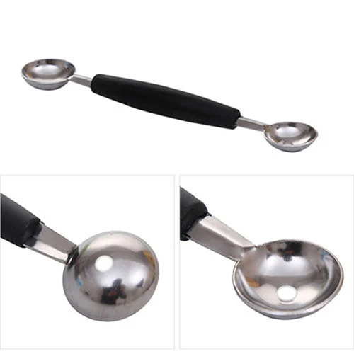 For Kitchen Stainless Steel Double-end Melon Ice Cream Baller Scoop Fruit SpooKH 