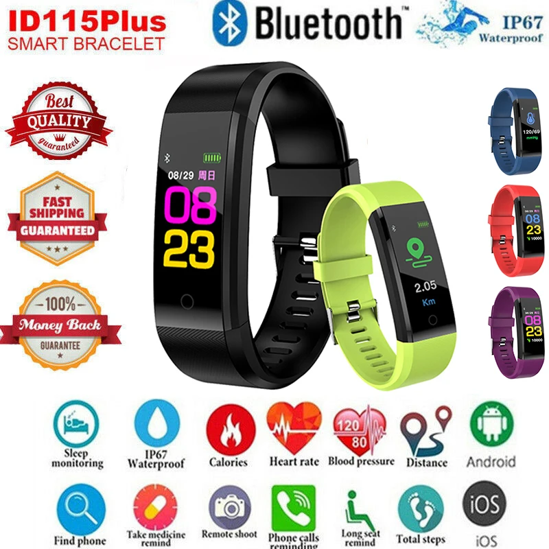 

Color Screen Smart Bracelet Sports Pedometer Watch Fitness Running Walking Tracker Heart Rate Pedometer Smart Band