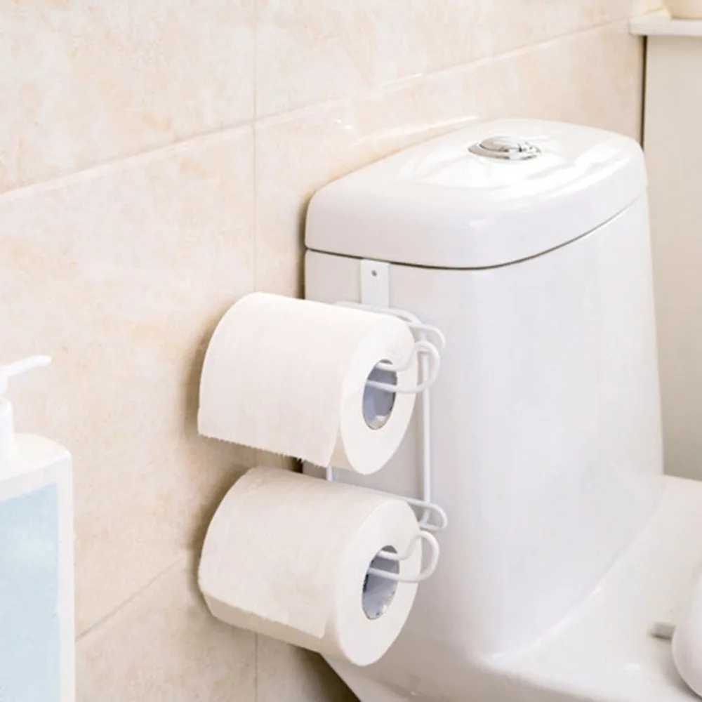 Bathroom Toilet Seat Roll Paper Holder Hanging Organizer 2 Layers