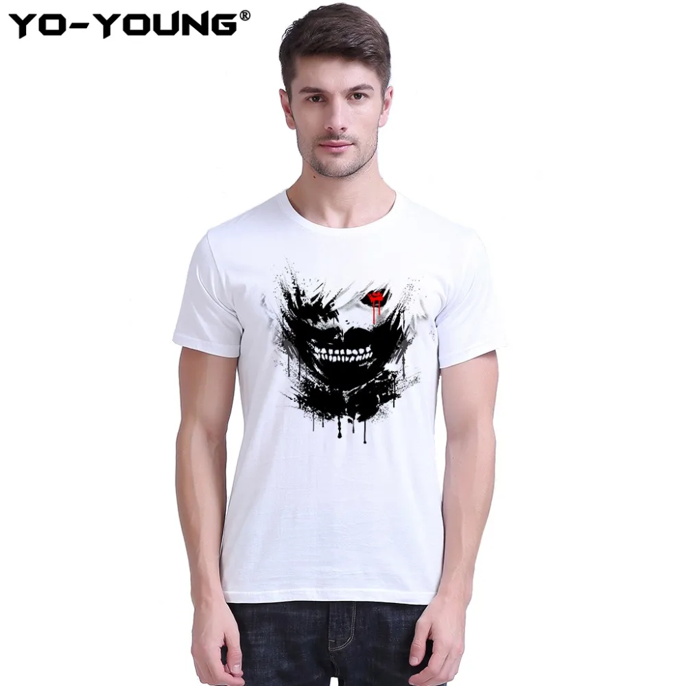 Yo = Young Anime Tokyo Ghoul Летняя мужская футболка с цифровым принтом 100% 180 г чёсаный хлопок