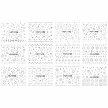 12 шт./лот, самоклеющиеся 3D наклейки для ногтей, татуировки, белый, черный, золотой, серебряный, солнце, луна, звезда, галактика, созвездие, HBJY229-240