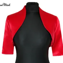 Индивидуальный заказ Горячая высокий воротник 3/4 рукава атласная Свадебная куртка белого Красного черного размера плюс свадебные куртки