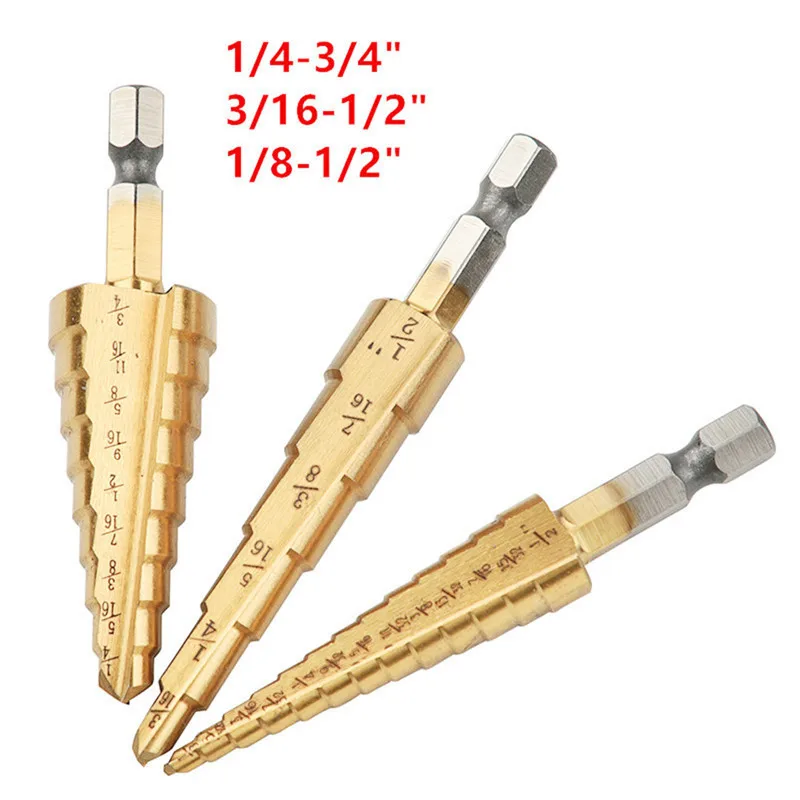 HSS Titanium Coated Straight Flute Step Drill Bits Essential Hardware