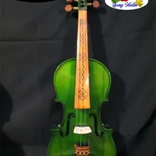 Твердой древесины зеленого цветов 4/4 Электрический Скрипки+ акустическая Скрипки#8287